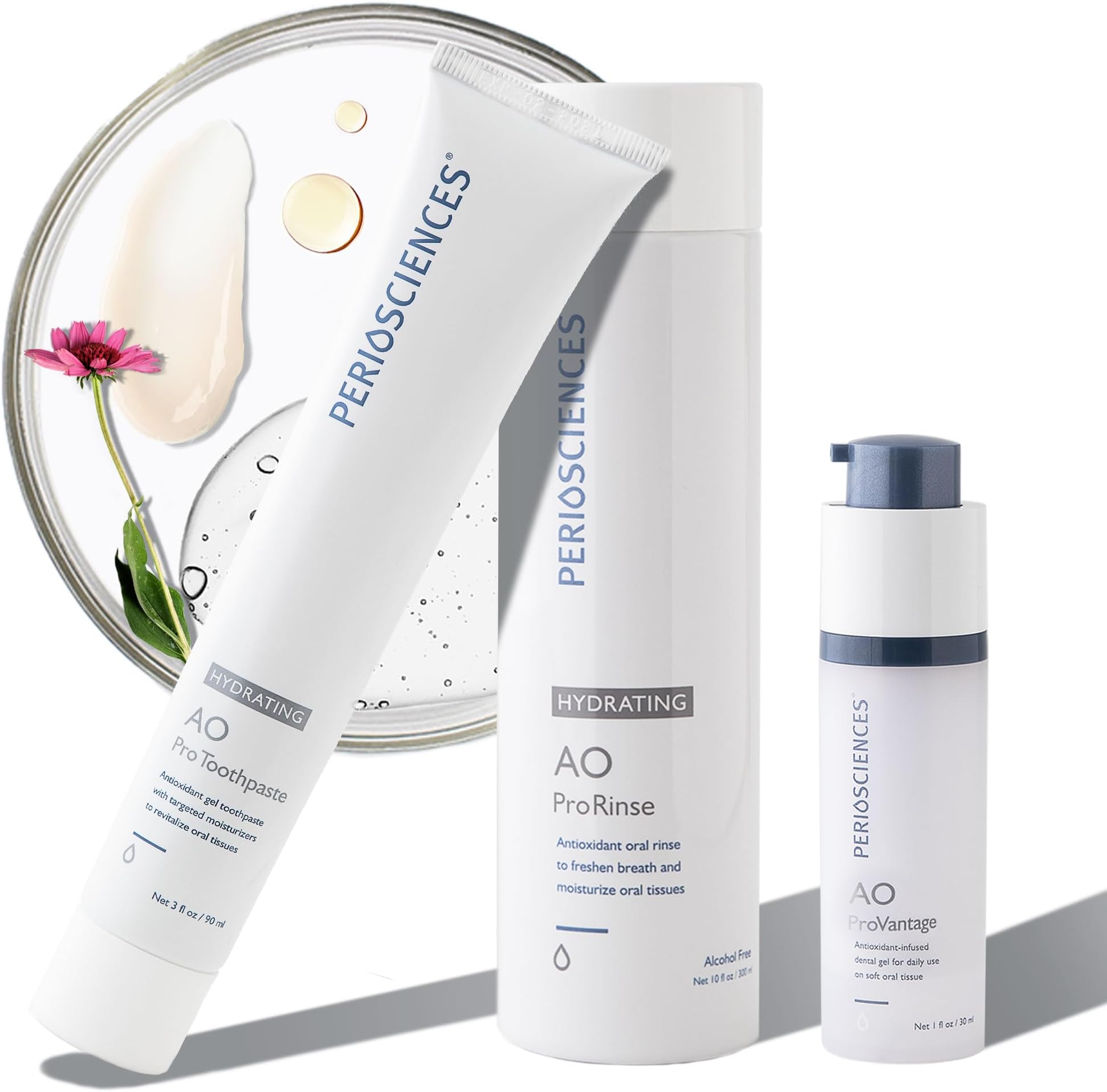 PerioSciencesAntioxidant Oral Care System Natural - 3 Product Starter Kit Includes Dental Gel, Toothpaste and Mouth Wash