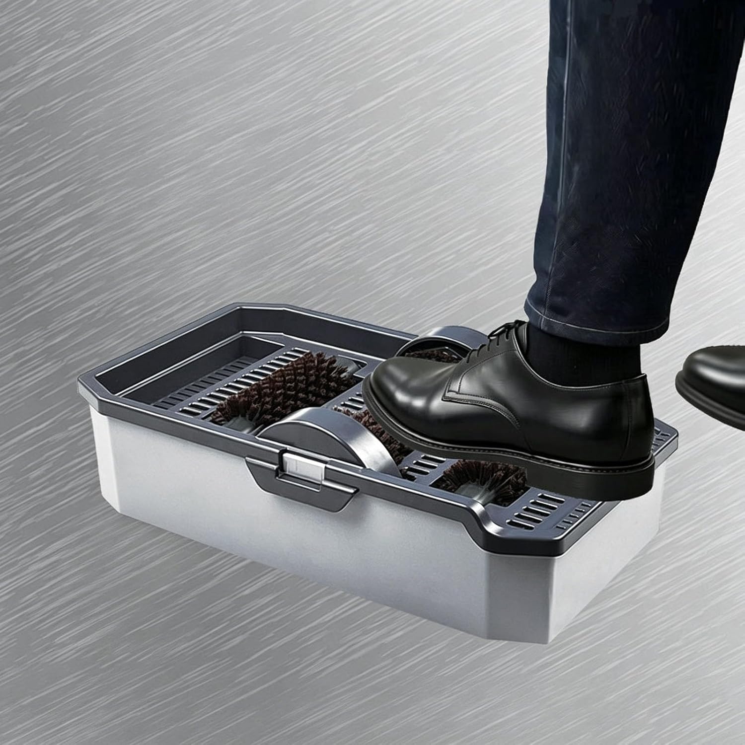 Shoe Sole Cleaning Machine, Boot Scraper, with 3 Brushes, 1 Absorbent Pad, Sewage Outlet, 4 Anti-Slip Mat, No Electricity, Detachable Design, for Mud, Dirt