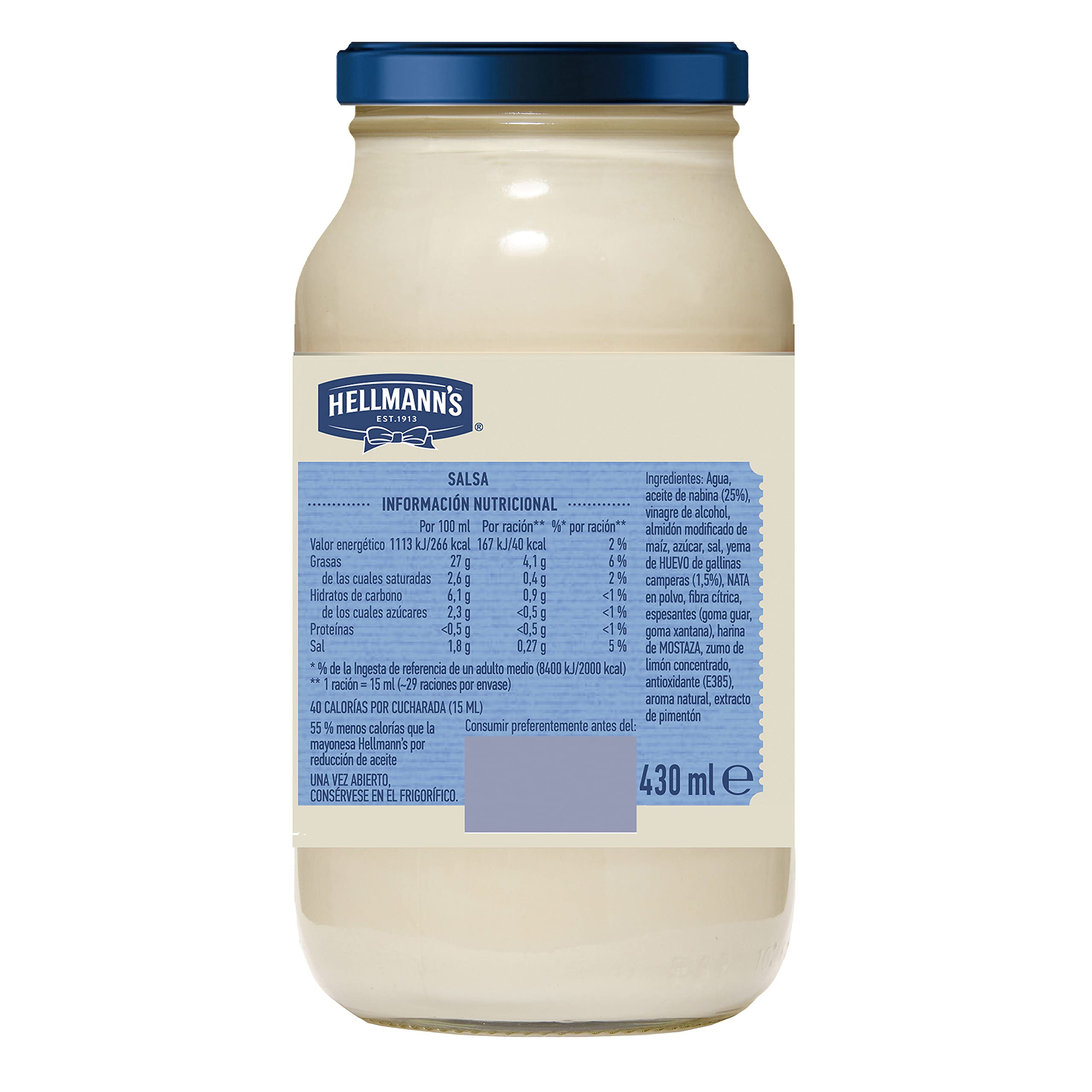Hellmann's Salsa Light en Tarro 430ml - Pack de 12