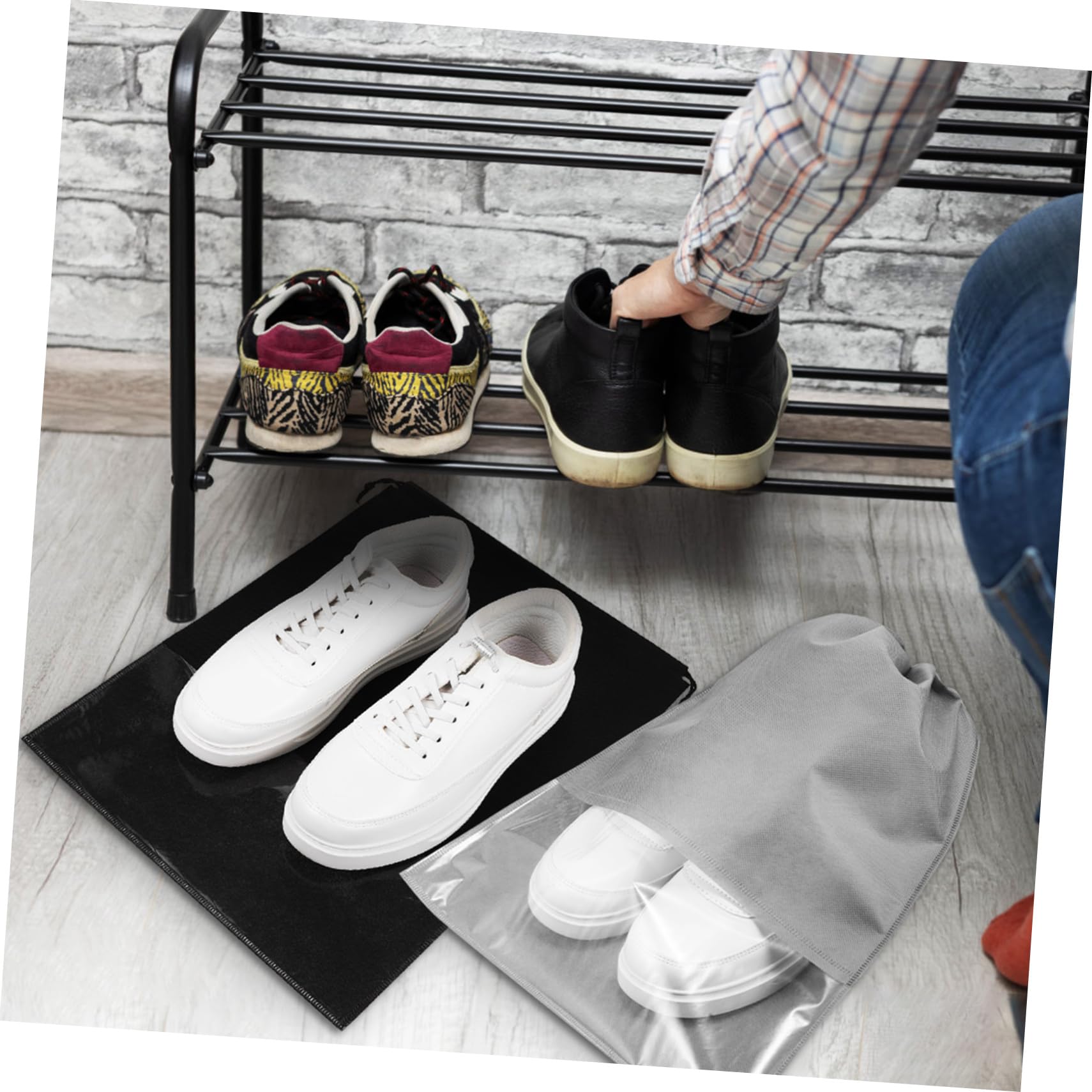 LIFKOME 20 Sacchetti Per Scarpe Con Coulisse Compatti E Riutilizzabili Per Viaggi Con Finestra Per Una Facile Identificazione Per Uomini Donne E Scarpe