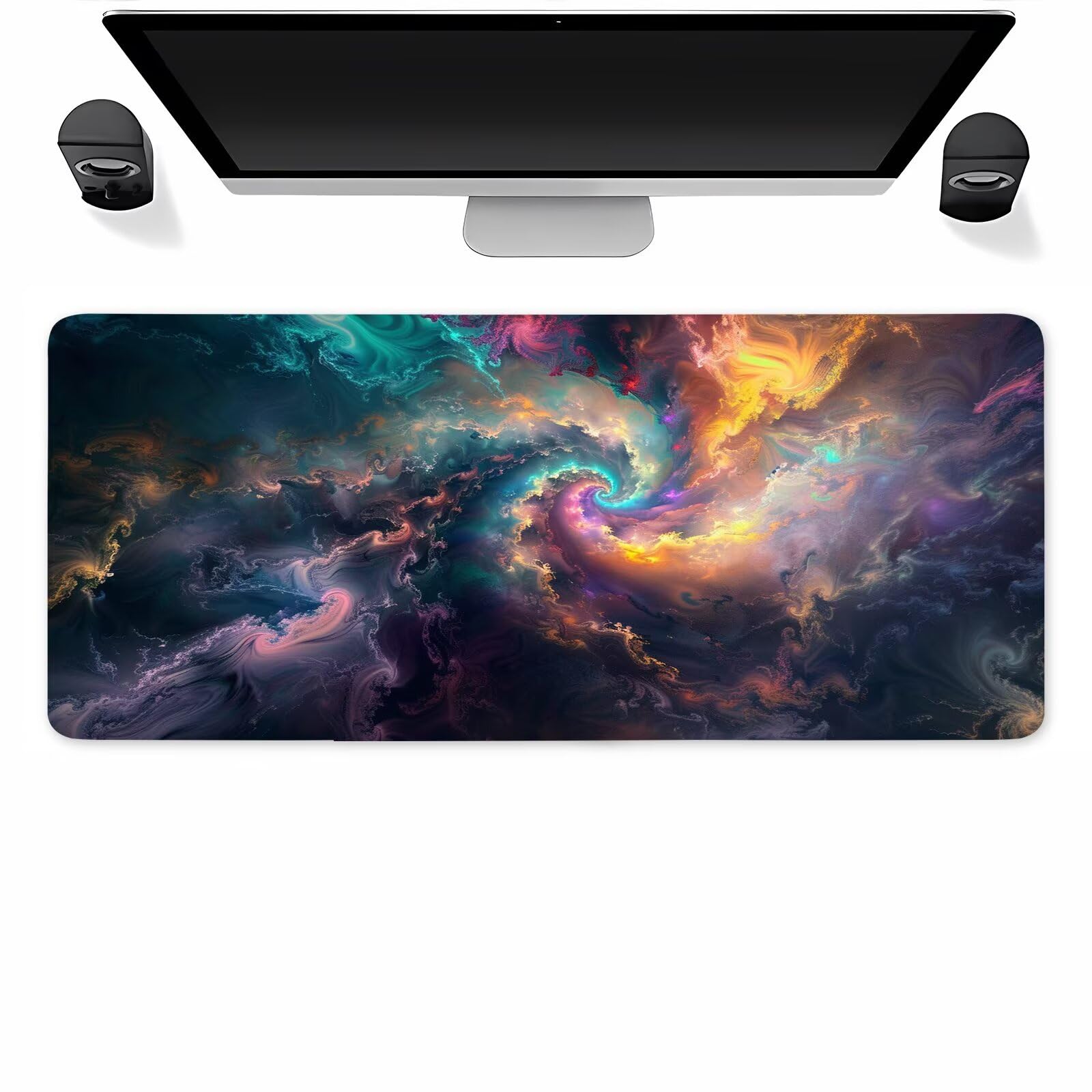 Tappetino Mouse 1200x600x3mm XXL Grande tappetino per mouse Nuvole vorticose colorate Sottomano Scrivania Superficie Liscia,Maggiore Precisione e Velocità,PC, Laptop,Gaming