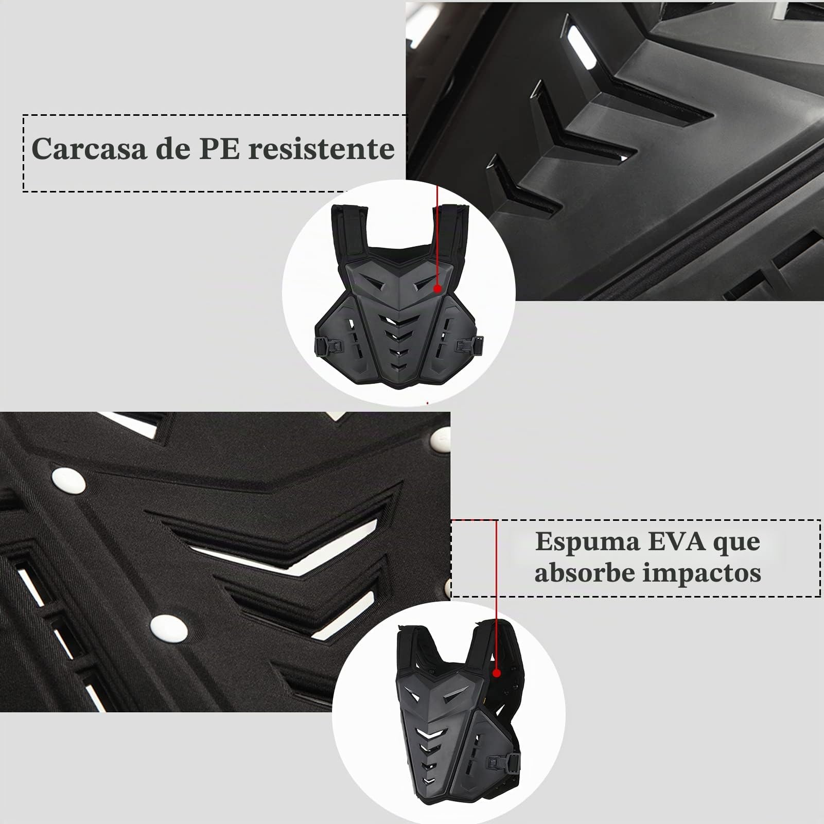 ACAGALA Chaleco de armadura de motocicleta para pecho y espalda, chaleco protector para ciclismo, patinaje, esquí, motocross