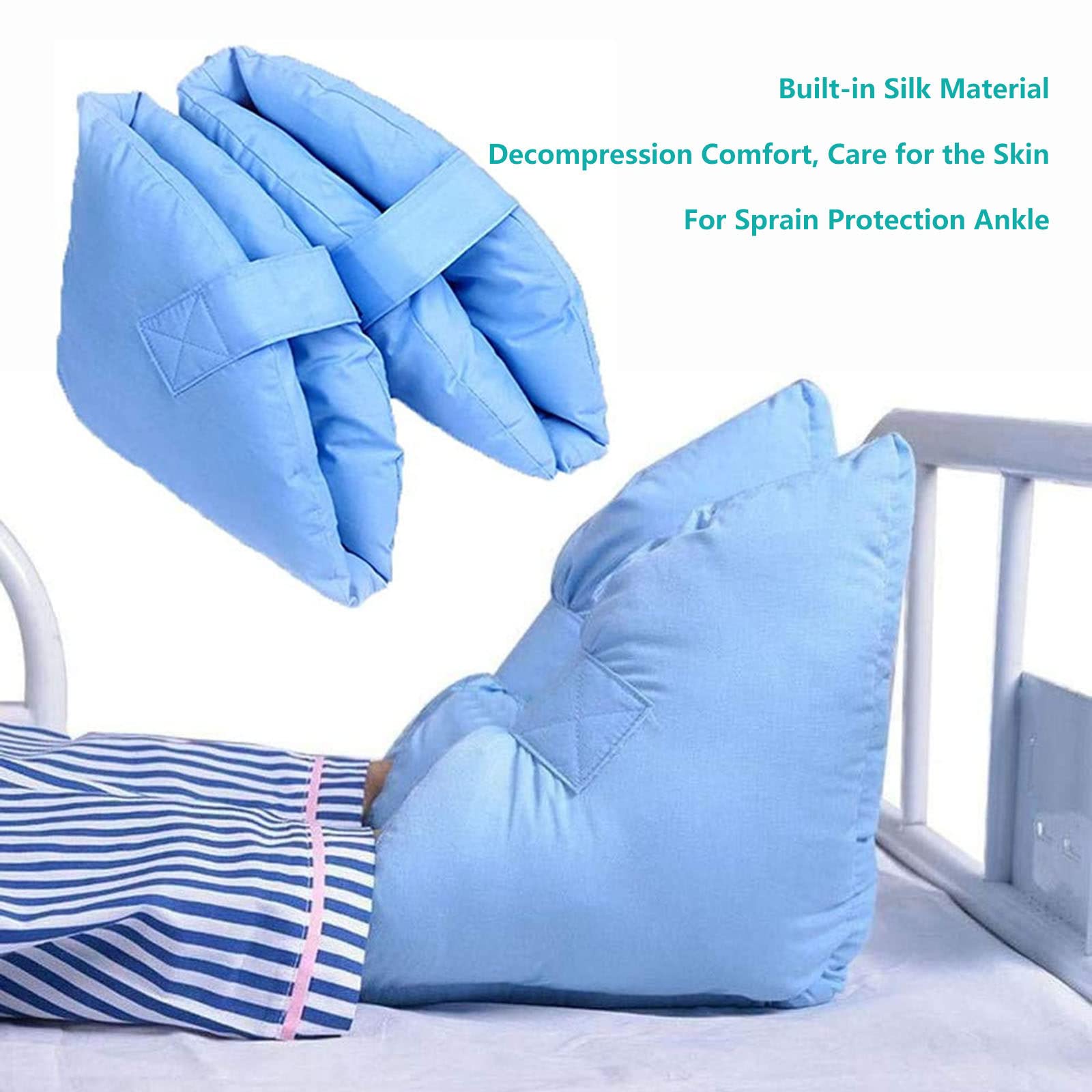 1 Par Protector De Talón Antiescaras, Suave Ajustables Cojín Elevador De Pies Antiescaras Con Cierre De Vel-cro, Para Pacientes Postrados En Cama Alivio De Úlceras Por Presión Y Las Escaras