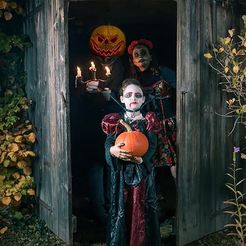 Miniatura 3 de HugOutdoor Máscara de calabaza aterradora de Halloween, mascarada, cosplay, luz LED, calabaza de látex, máscara de cabeza completa para fiesta de