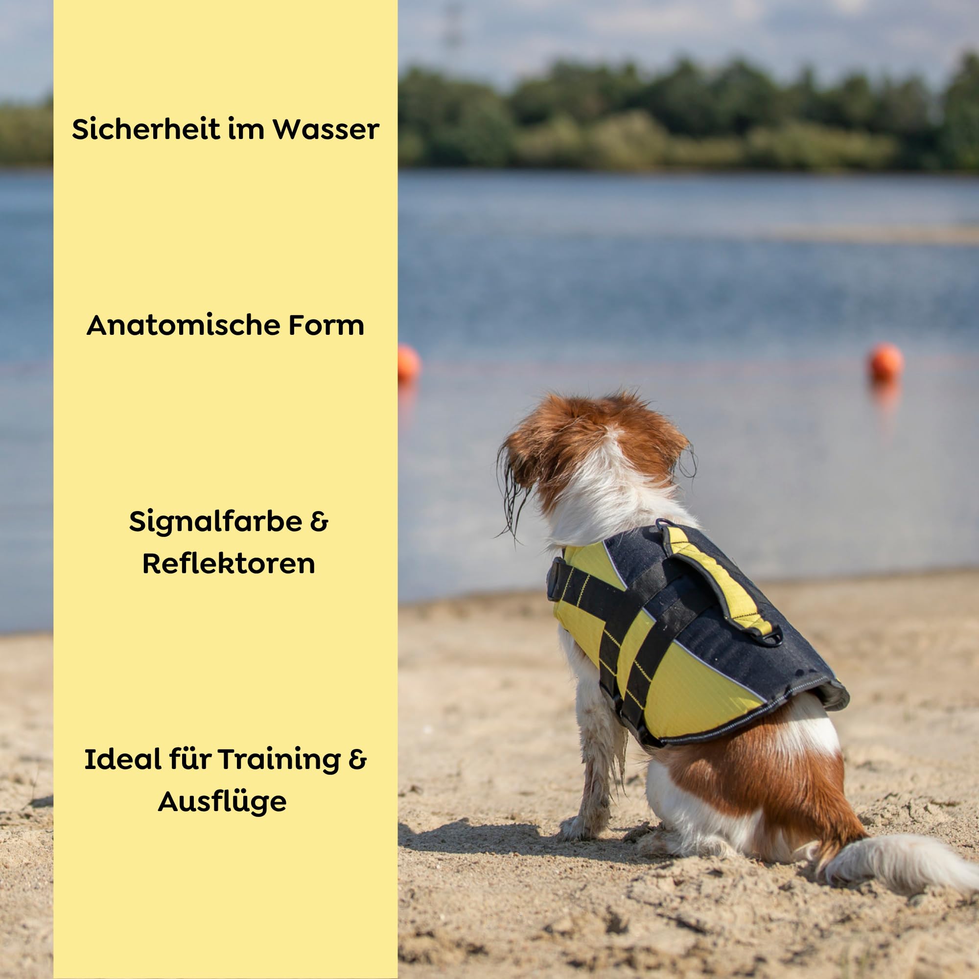 TRIXIE Hunde-Schwimmweste XL: 65 cm (bis 45 kg) neon-gelb – schnell trocknende Rettungsweste Hund mit Rettungsgriff für mehr Sicherheit bei Wasseraktivitäten wie Bootsausflüge & SUB - 30129