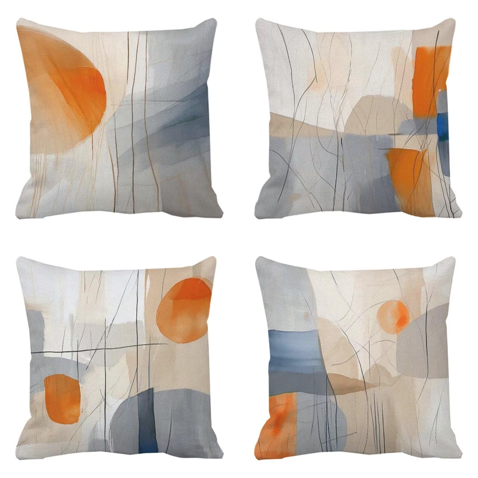 Coussins décoratifs taie oreiller 45x45 lin orange brûlée style élégant