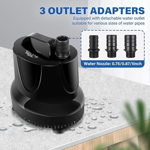 Miniatura 4 de Simple Deluxe Bomba sumergible de fuente de agua de 660 GPH (2500 LH, 45 W), bomba de acuario de cambio de agua rápido, elevación de 8.2 pies, para