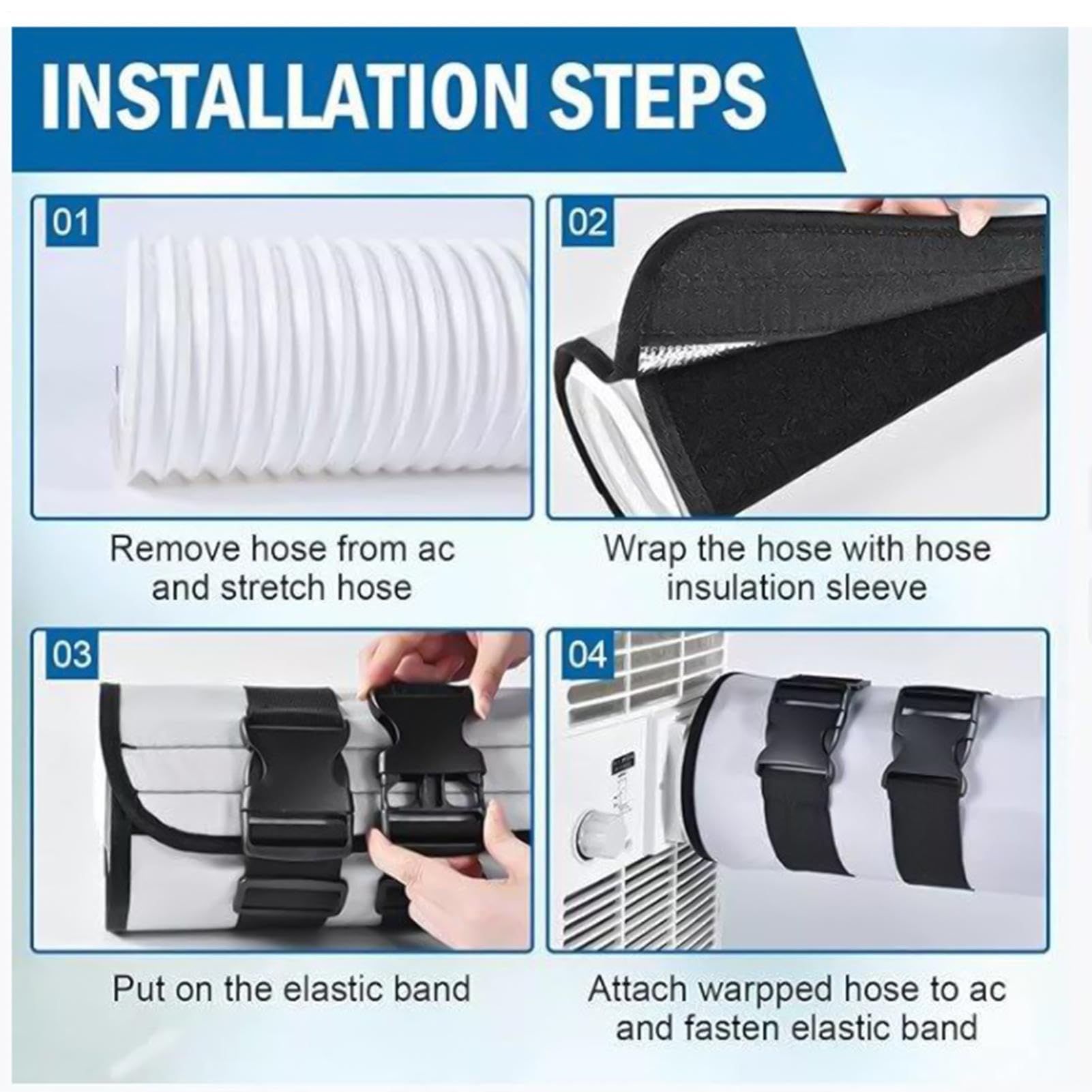 Gaine Isolante Pour Flexible De Climatiseur Portable | Enveloppe Thermique Adaptée TuyD'Évacuation Diamètre 12,7-15 Cm - Manchon thermique tube,Jardin, cour, maison, appartement, camping-car, dortoir