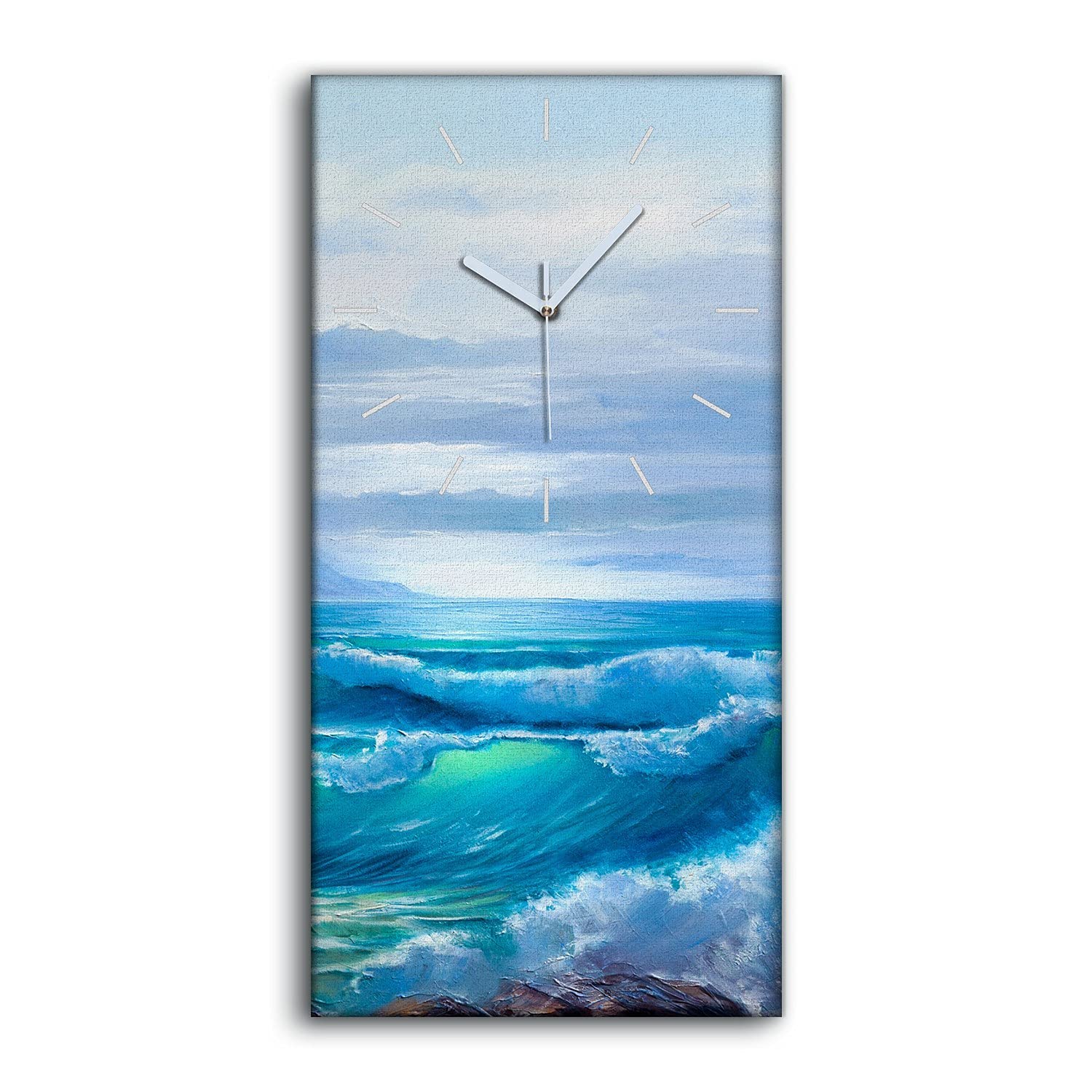 Horloge sur Toile Coucher de Soleil 30x60cm pour Salon et Chambre Épurée
