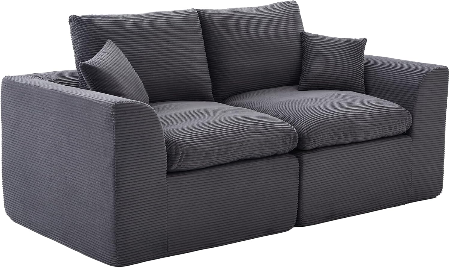 80.3" Cloud Loveseat Boneless Sofas for Living Room, 2 Seaters Modular Foam Cloud Sofa Couches, 2 Seat Compression Foam Couch with Toss Pillows, No Assembly Required