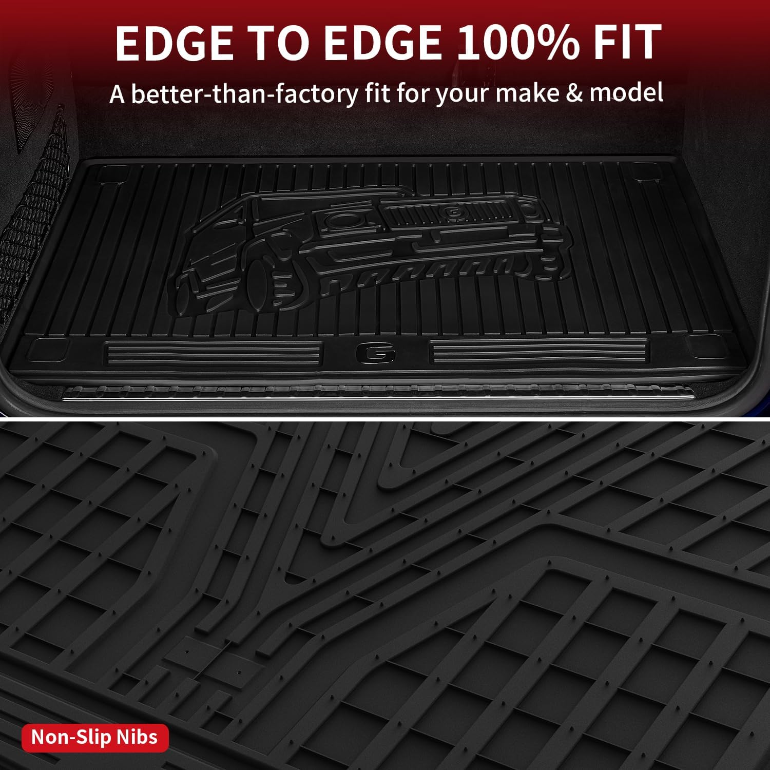 LASFIT Cargo Mat for Mercedes Benz G Class G550 / G580 / G63 AMG SUV 2026 2025 2024 2023 2022 2021 2020 2019, All Weather TPE Custom Fit Cargo Liner for G Class Trunk Mat, Black - Image 4