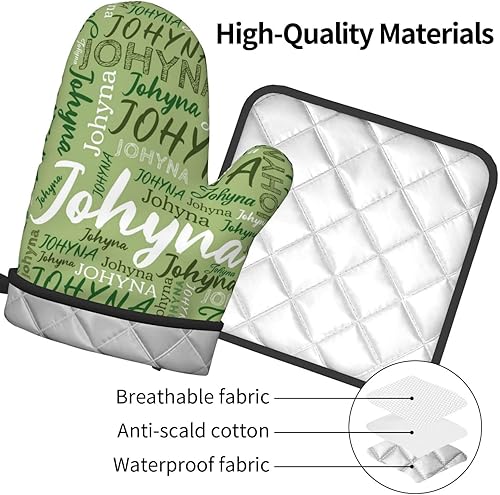 Miniatura 4 de Guantes de horno personalizados con nombre, juego de guantes de horno y soportes para ollas, guantes de horno personalizados, resistentes