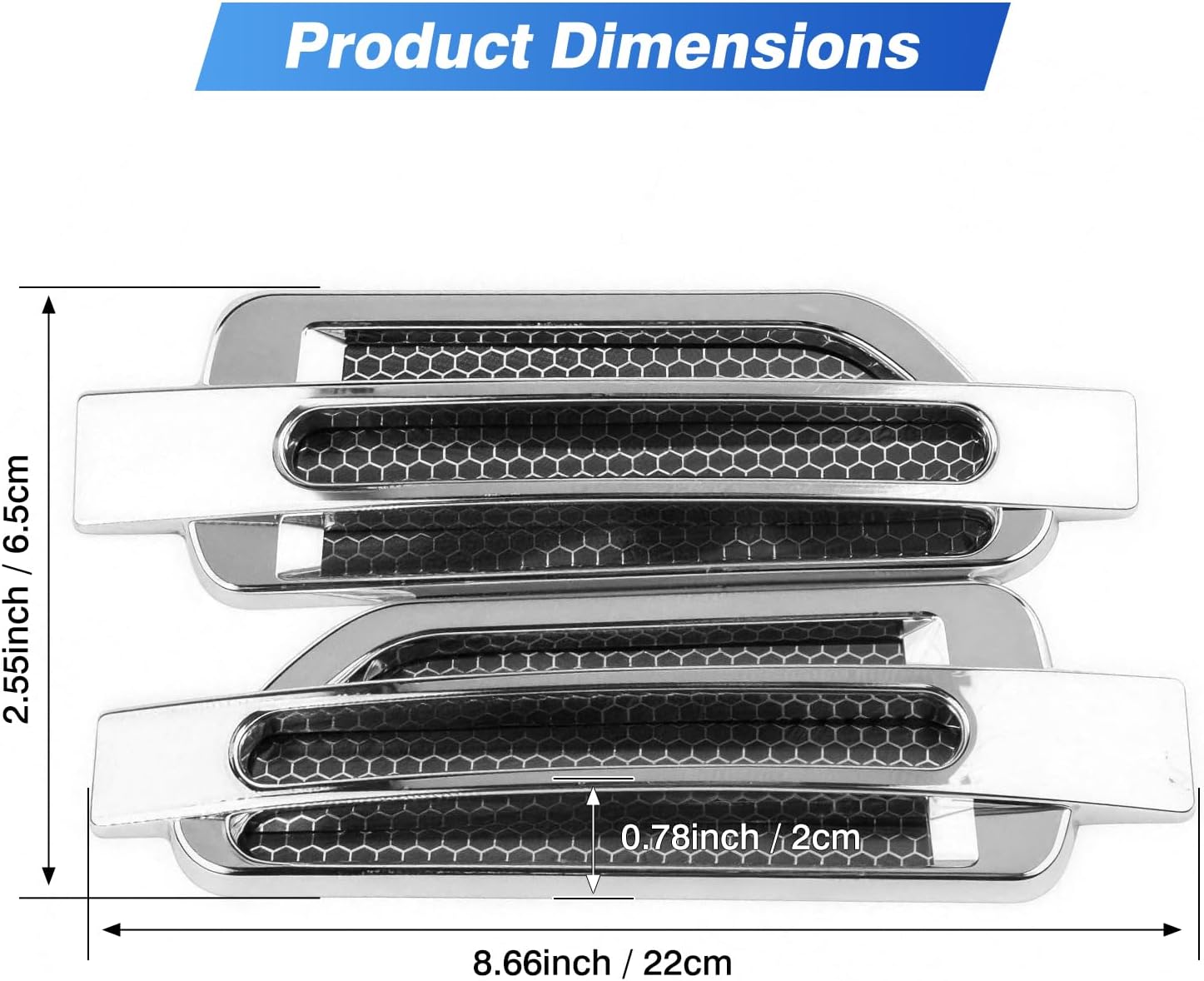 MACHSWON Shark Side Fender Vent Trim Compatible With Cars SUVs Trucks | ABS shark shape trim, side fender decoration, adhesive installation, universal fit, exterior styling upgrade