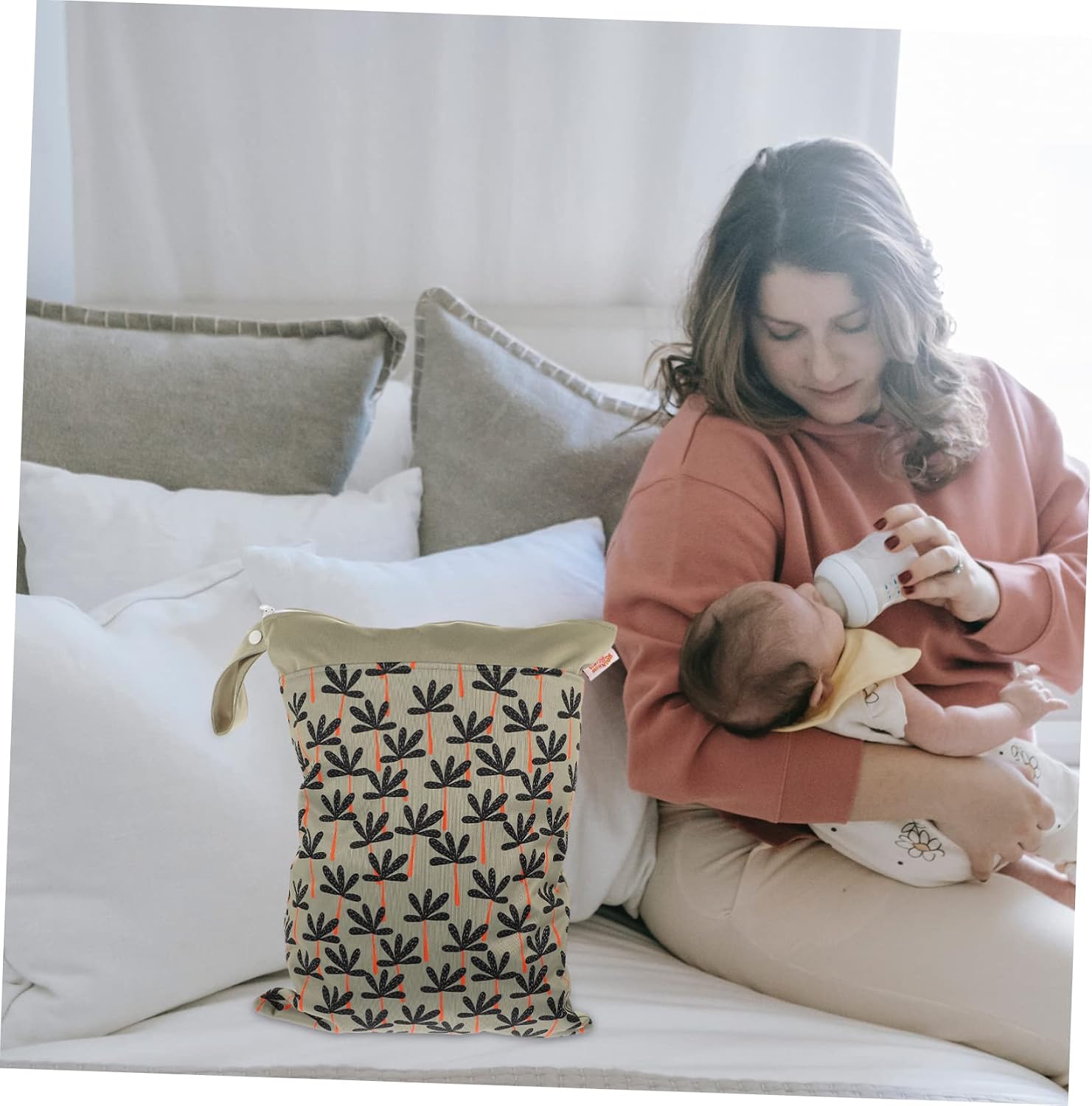 Toddmomy Waterproof Diaper Storage Bag for Infants Large Capacity Zippered Organizer for Baby Diapers Washable Travel Pouch Dual Layer Design for Baby Care and Travel
