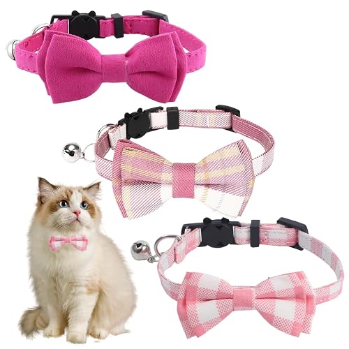 FDGGT Collar De Lazo De 3 Uds, Collar Ajustable para Mascotas, Lindo Collar De Gato