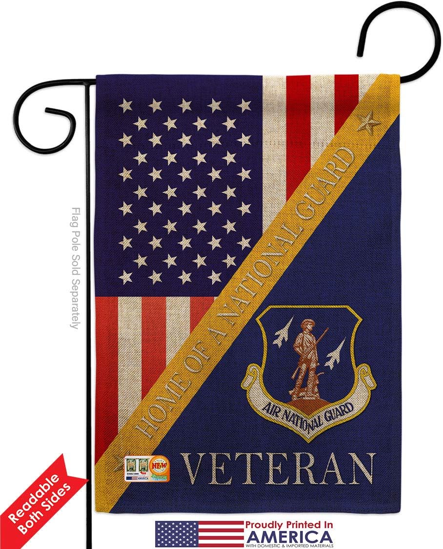 National Guard Home of Air Burlap Garden Flags Pack Armed Forces ANG United State American Military Veteran Retire Official Support Our Troops Small Gift Yard House Banner Double-Sided 13 X 18.5