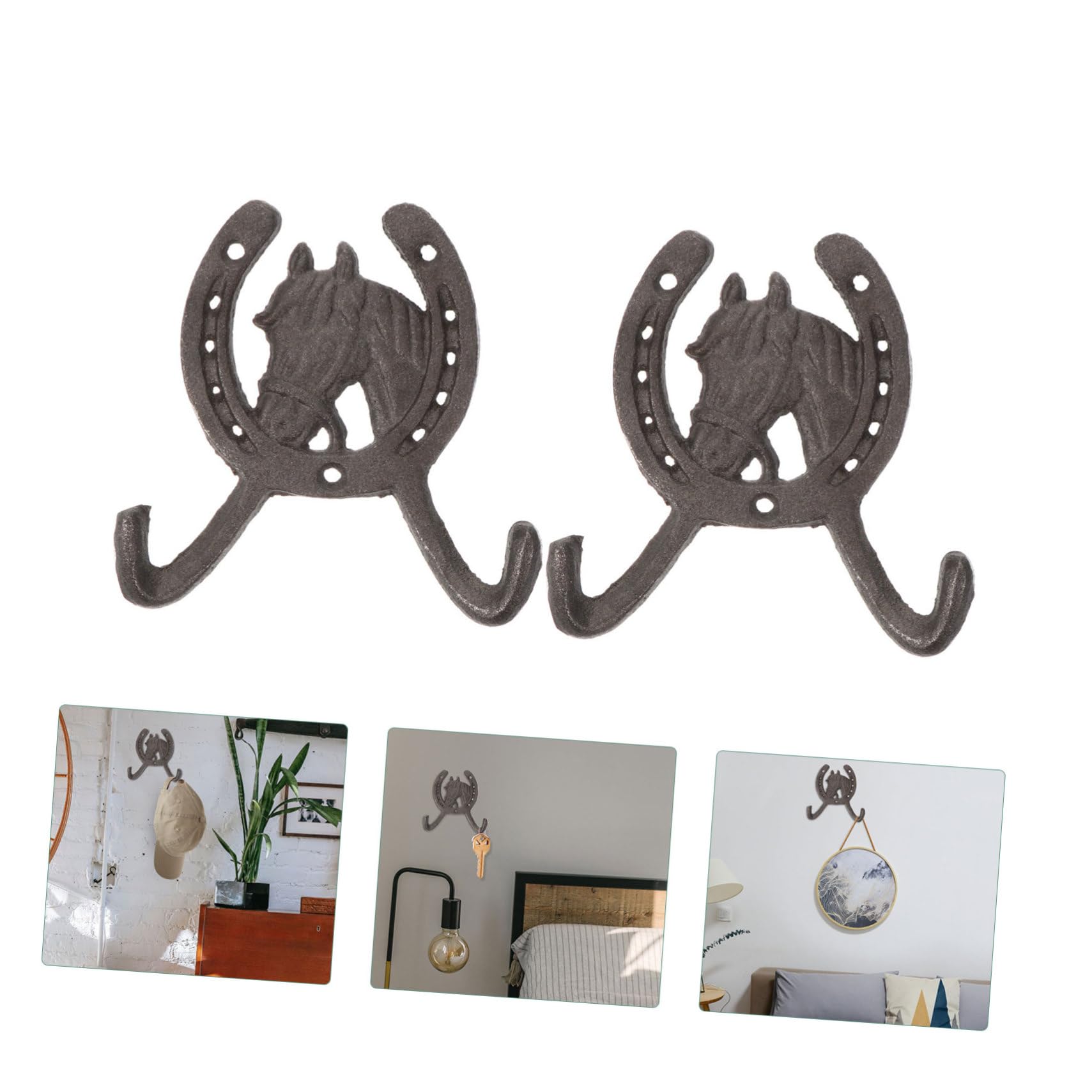 PRETYZOOM 12 Piezas Cabeza De Caballo Pezuña Doble Gancho Montaje En Pared Perchero Ganchos Para Colgar Abrigos Corbata Montado En La Pared Sombrero Rack Ganchos De Techo Resistentes