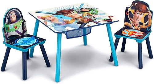 Delta Children Juego de mesa y silla para niños con almacenamiento (2 sillas incluidas), ideal para artes y manualidades, merienda, educación en