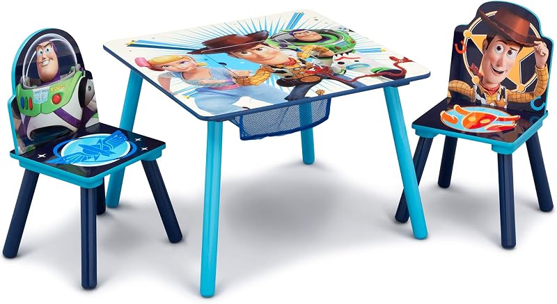 Kids Table and Chair Set With Storage (2 Chairs Included) - Ideal for Arts & Crafts, Snack Time, Homeschooling, Homework & More, Disney/Pixar Toy Story 4
