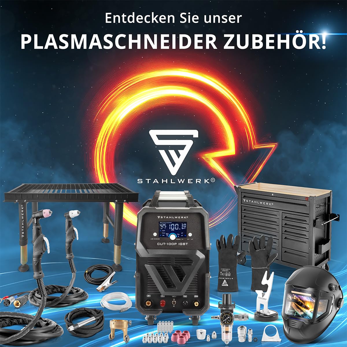 STAHLWERK Plasmaschneider CUT 100 Pro 100 A 44 mm Schneidleistung Pilotzündung Überhitzungsschutz