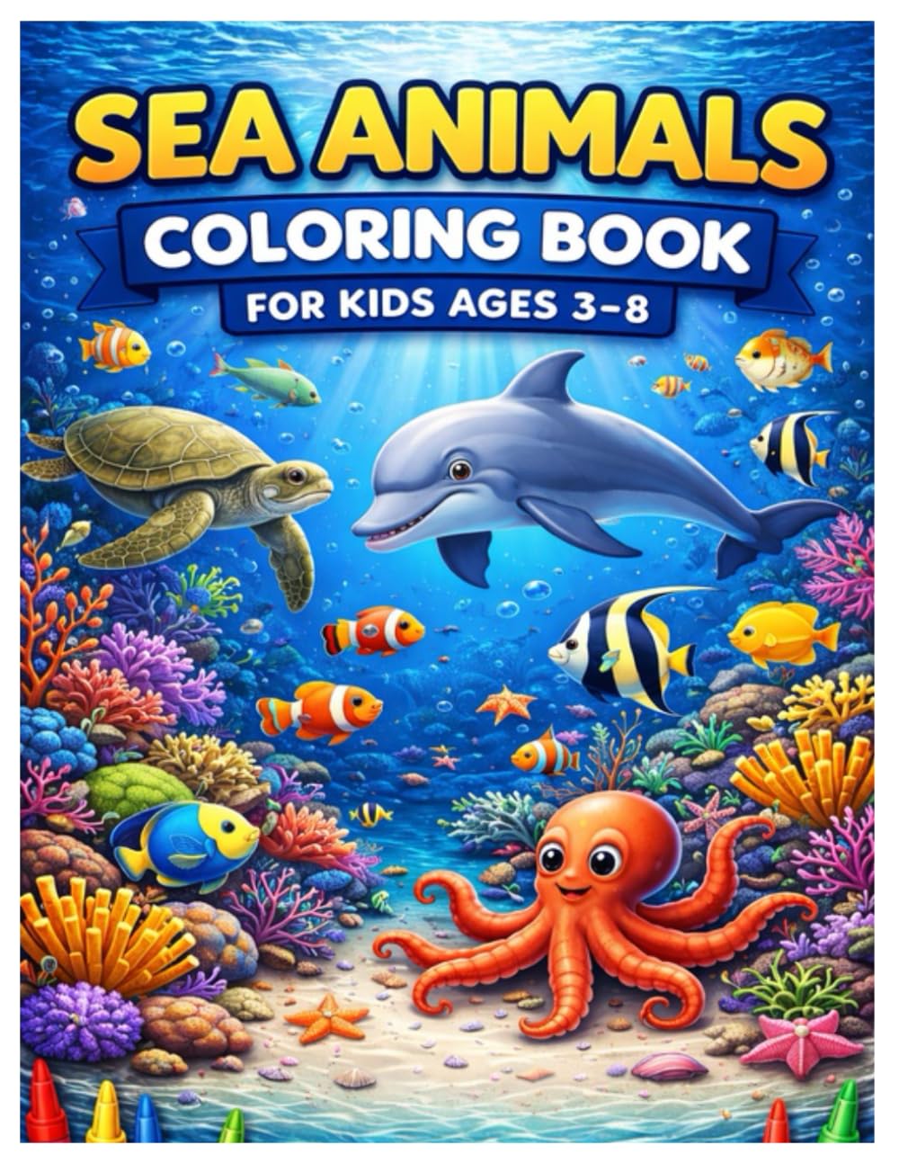 Sea Animals Coloring Book for Kids Ages 3–8: Fun & Cute Ocean Animals Coloring Pages for Toddlers and Young Kids to Learn, Relax, and Enjoy Creative Coloring