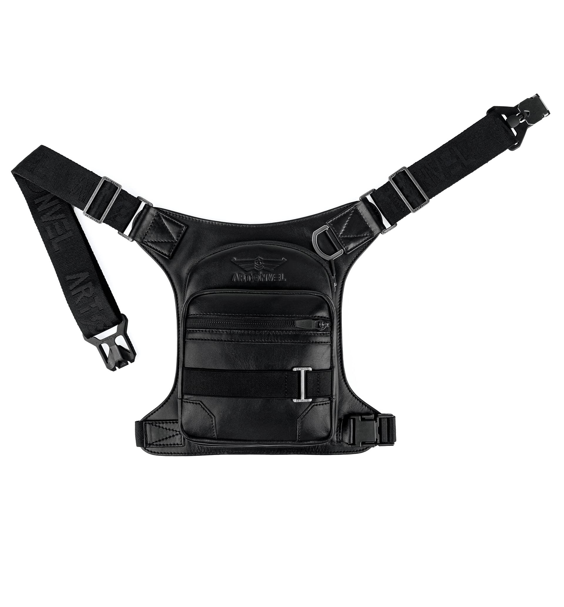Artonvel - Leg Bag Motorcycle Leather Black - Cowhide Leather Full 