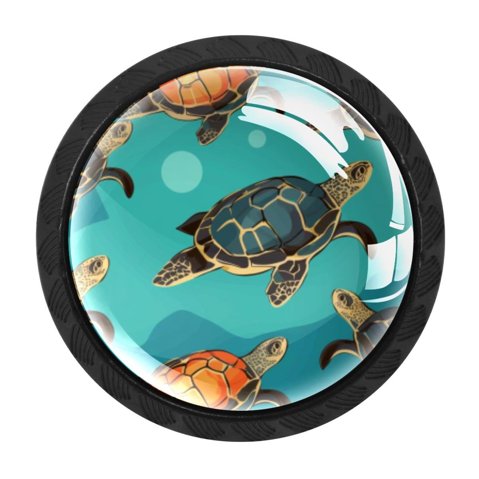 Chenzzzz Multicolored 02 4 Pack Black Sea Turtle Cabinet Pulls With Screws, Kitchen Cabinet Knobs Hardware
