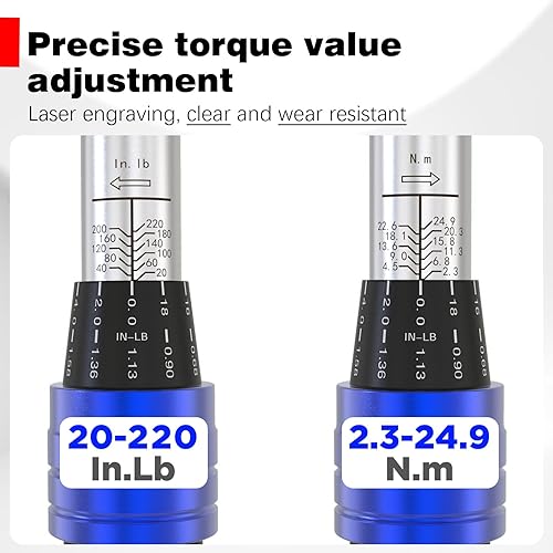 Miniatura 3 de SuZhi Llave dinamométrica de clic de doble dirección de 14 pulgadas (20-200 pulgadas.lb  2.26-22.6Nm) Llave dinamométrica de alta precisión de 90