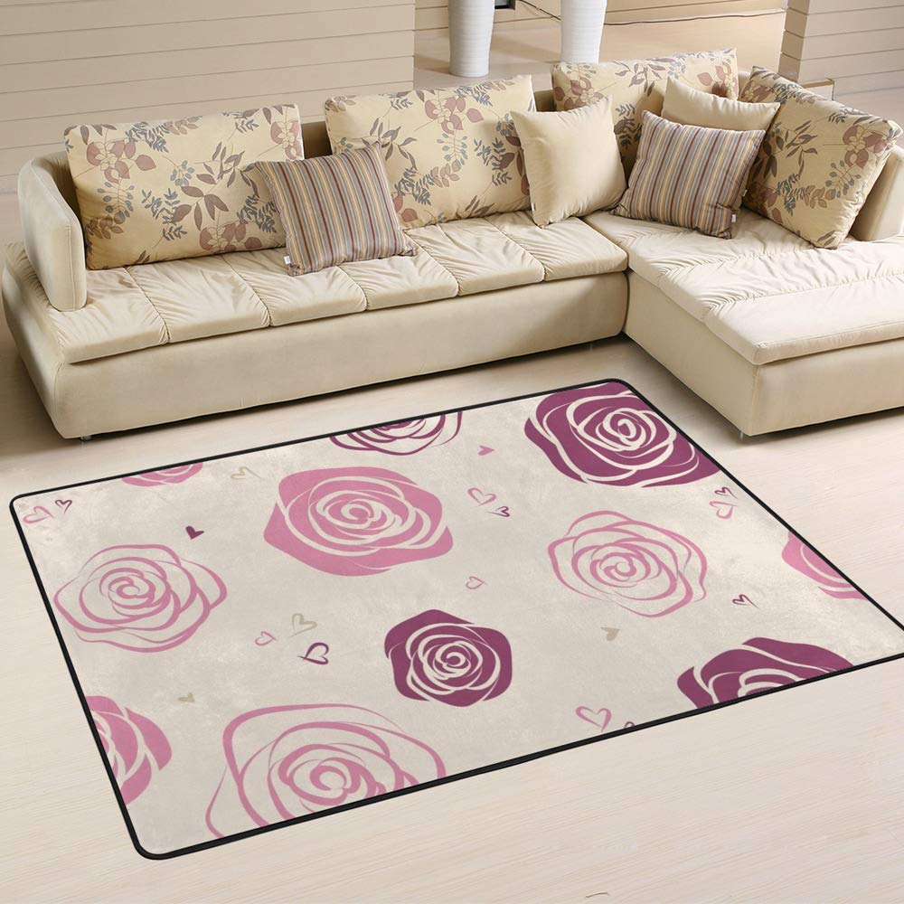 Tapis rose rouge durable et facile à nettoyer Ruchen pour chambre