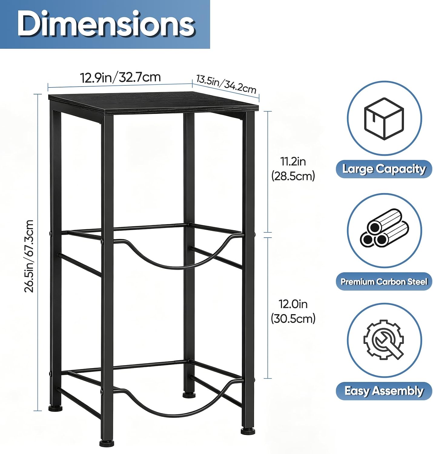 5 Gallon Water Jug Holder 2 Tier Water Bottle Holder Organizer with Top Shelf Heavy Duty Water Storage Rack Dispenser Stand for Kitchen Office Garage Black
