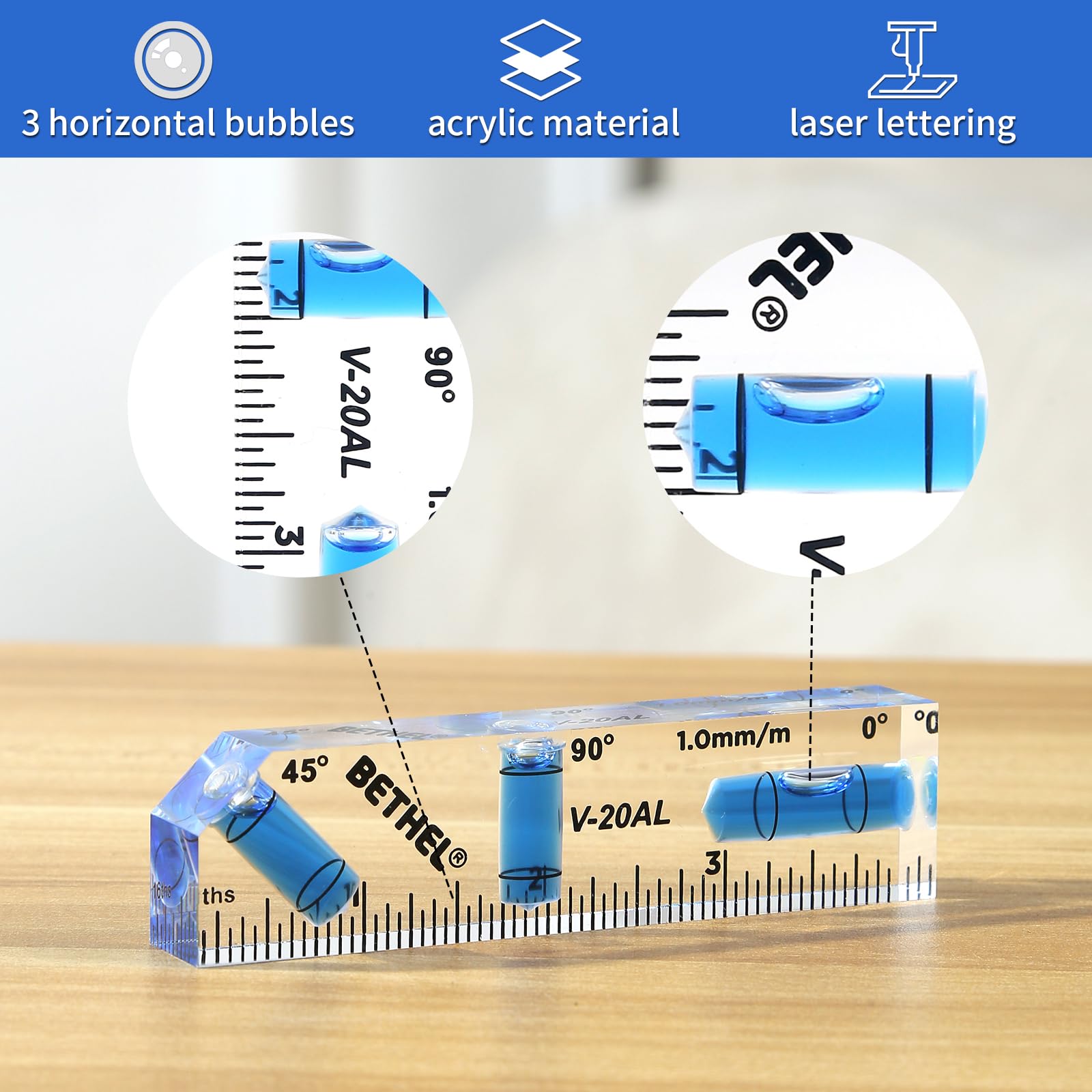 BETHEL Mini Bubble Level - 4 Inch Pocket Level -3