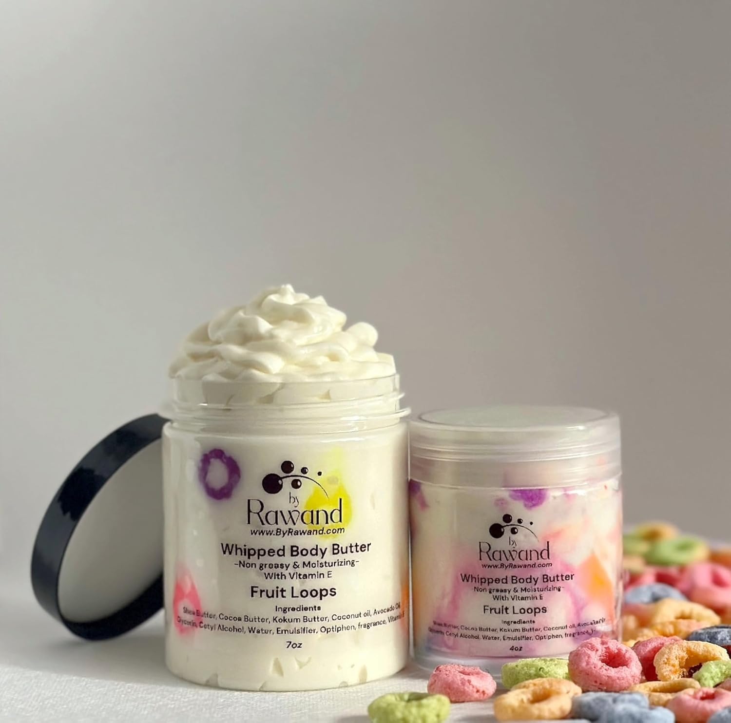 Handmade Fruit Loops body buttercream with Shea, Cocoa & Kokum butter based with natural oils & Hyaluronic Acid - non greasy, moisturizing (Fruit Loops)