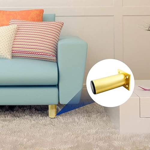 Miniatura 6 de Juego de 4 patas de muebles de aleación de aluminio de 4 pulgadas de altura, patas ajustables de 1.5 pulgadas de diámetro, patas redondas de metal