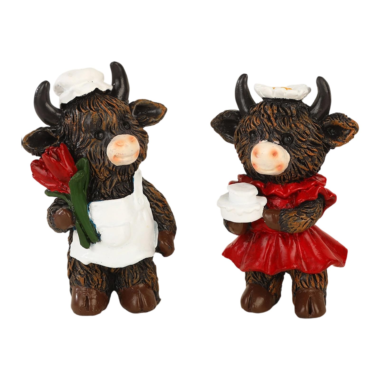Kalttoy Highlands Cow Figurine for Book Shelf Decor, Highlands Cow Animal Statue Calf Lovers Gifts for Outdoor Garden Bookshelf Craft Ornament