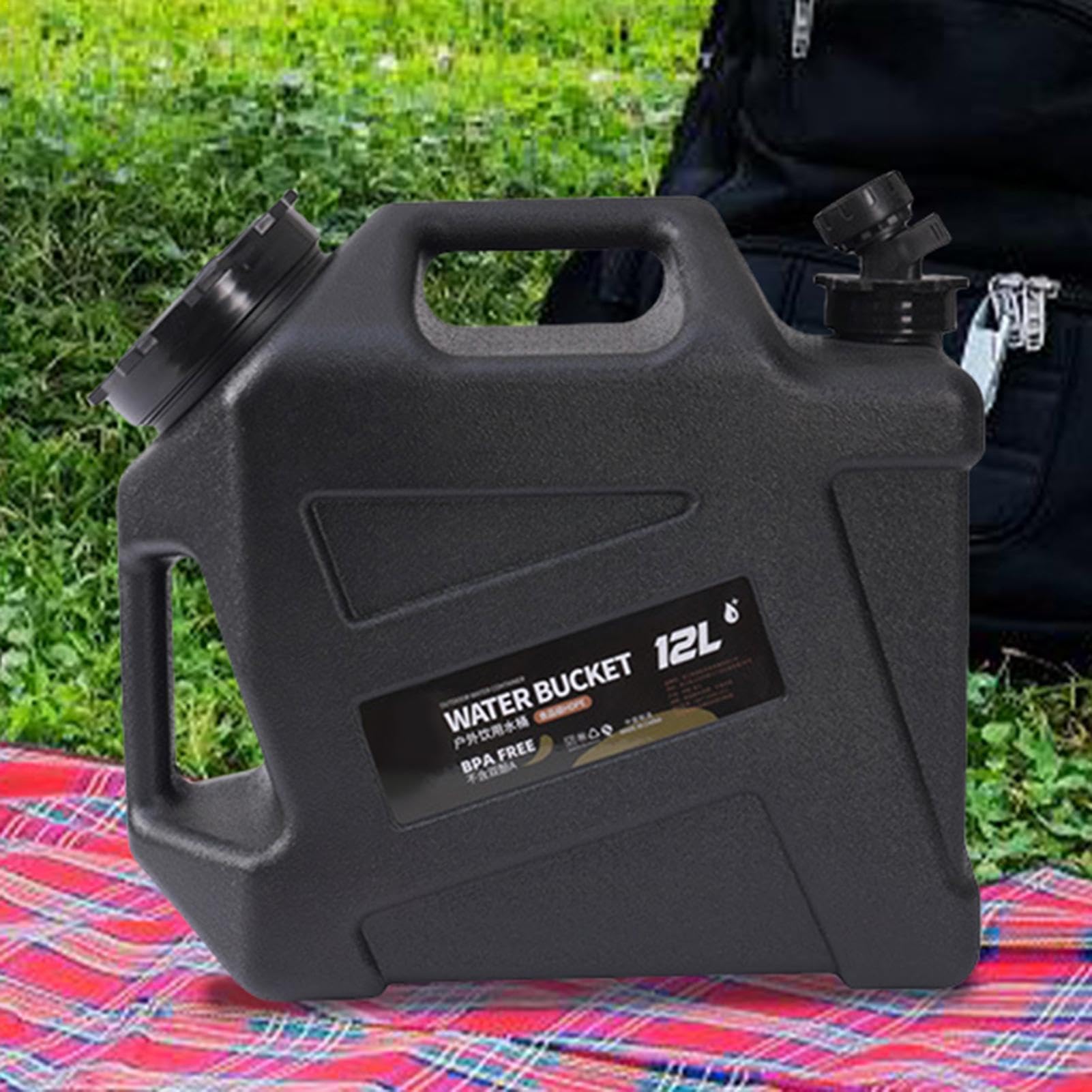 Tanica per acqua da campeggio da 12 l, serbatoio dell'acqua con rubinetto, tanica portatile in PE con manici, coperchio e spazzola per la pulizia, dispenser di acqua per esterni, campeggio,