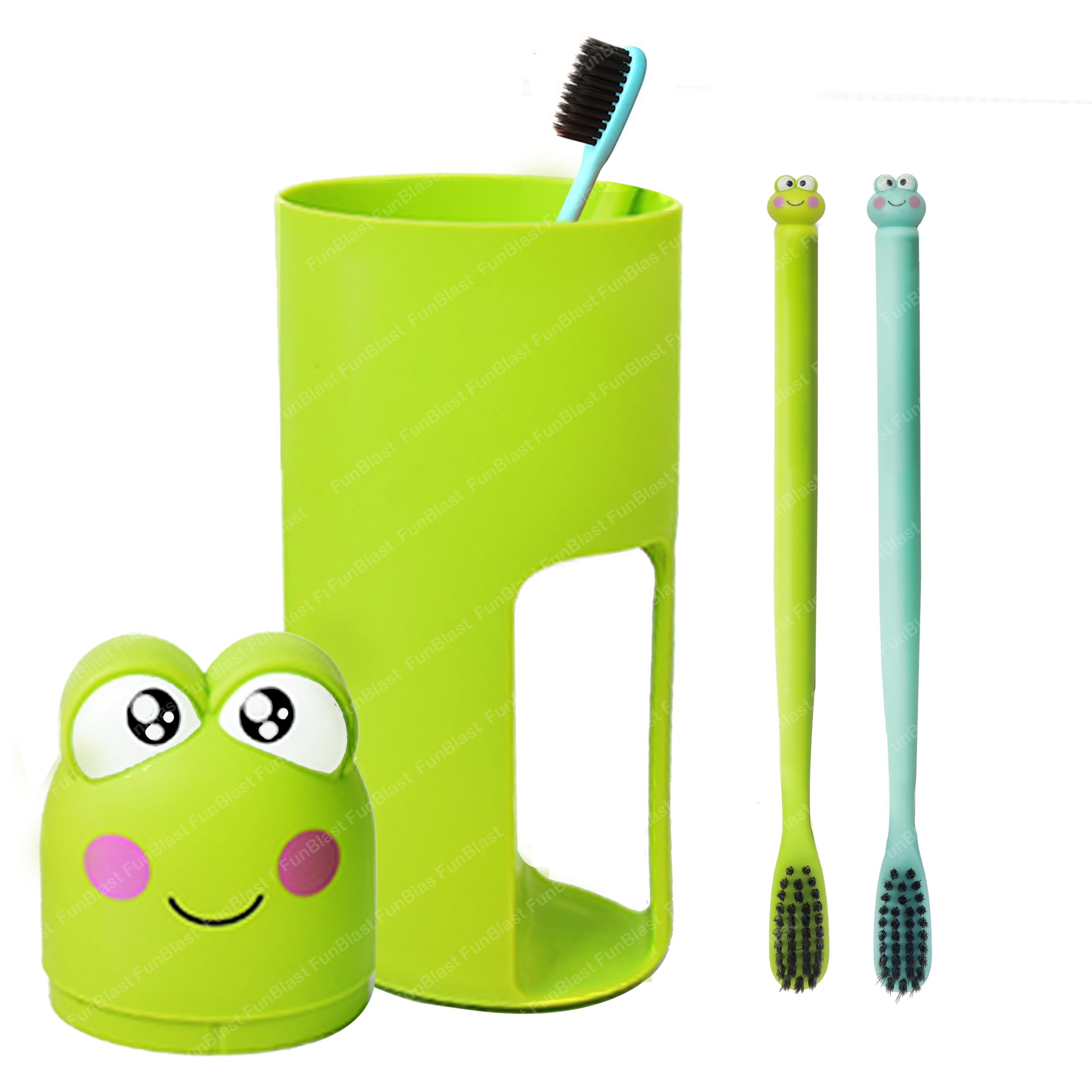 FunBlast Kids Toothbrush Wheat Fiber Toothbrush With Portable Box For 3-6 Years Old Children, Frog Design Manual Toothbrush For Kids, Boys And Girls (Frog), Frog, Multicolor-image-44