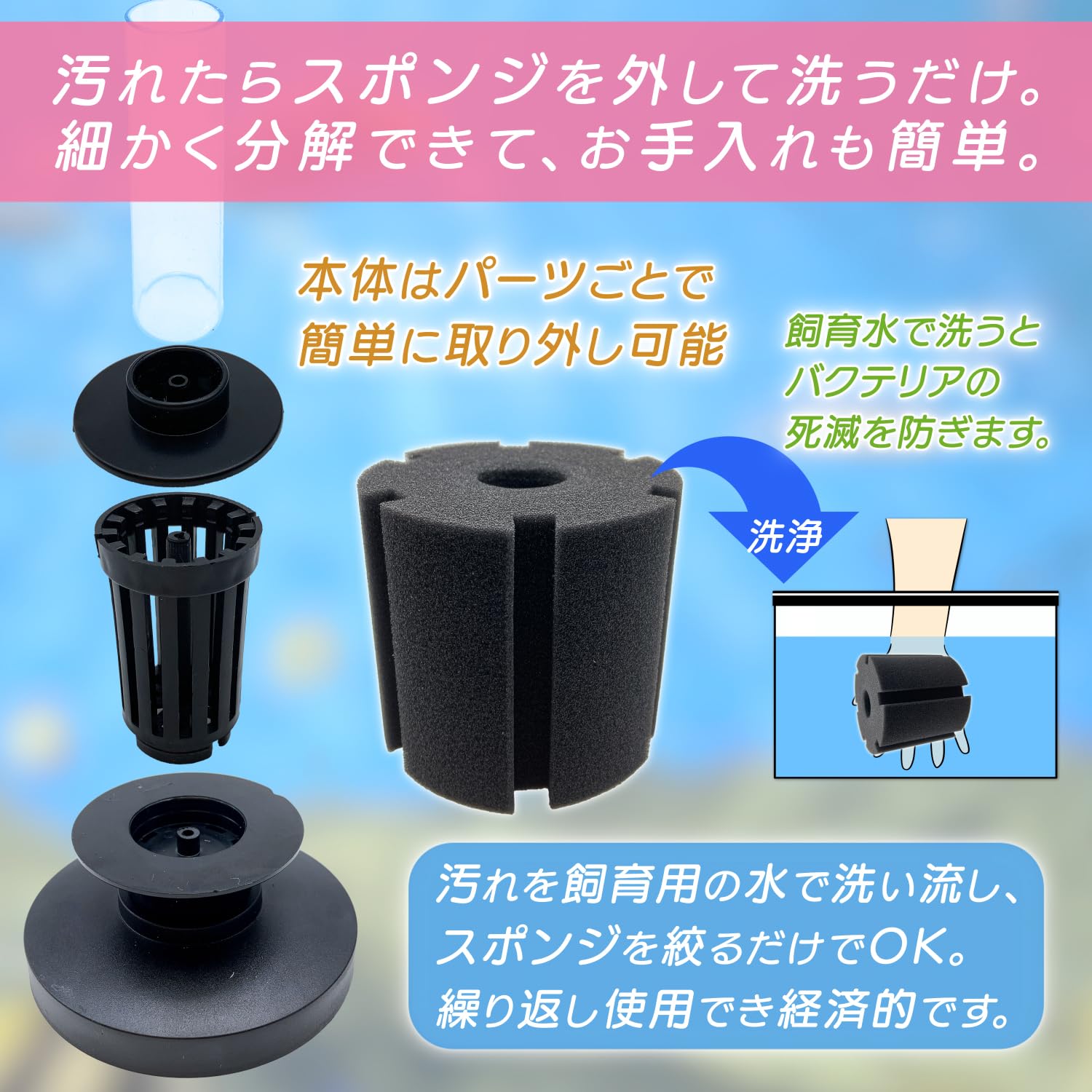 RedBeryl スポンジフィルター 水槽 投げ込み式 ろ過装置 (本体4個, RB2890) - 4