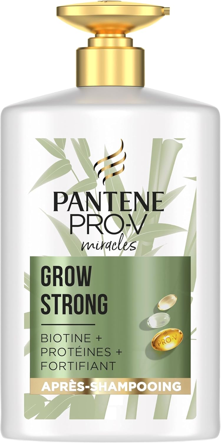 Pantene Biotin and Bamboo Conditioner Grow Strong Helps Reduce Hair Loss and Promote Growth For Dry and Damaged Hair Pro V Miracles Collection XL with Pump 1 Litre