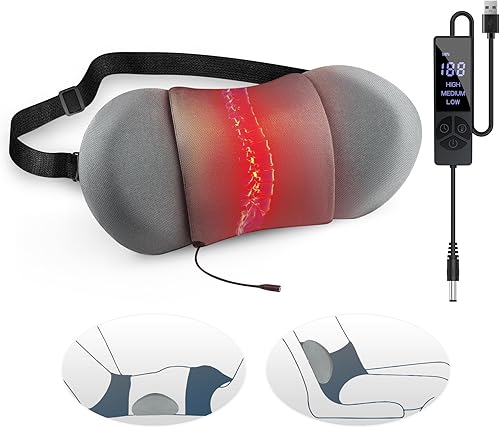 Almohada térmica de apoyo lumbar, almohada de apoyo lumbar con almohadilla térmica desmontable para aliviar el dolor de espalda, almohada de espalda