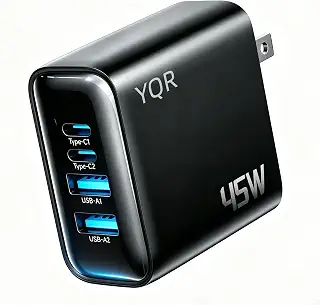 合計45W PD 急速充電器【4台同時充電・高出力】タイプc 充電器 4ポート（USB-C×2/USB-A×2）小型軽量 PD3.0/QC3.0/PPS/SCP対応 PSE認証済 iPhone 18 Pro/18 Pro Max/Duo/17/16/MacBook/iPad/Galaxy/Android/ノートPC対応 出張/旅行/自宅用