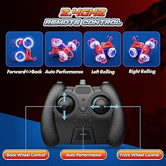 Spider remote control car rc cars toys,Cool rechargeable stunt rc car with 360 flips 4WD wheel with bright light,Fun outdoor toys gifts for kids birthday or Chritmas age 4 5 6 7 8 9 10 11 12 years old