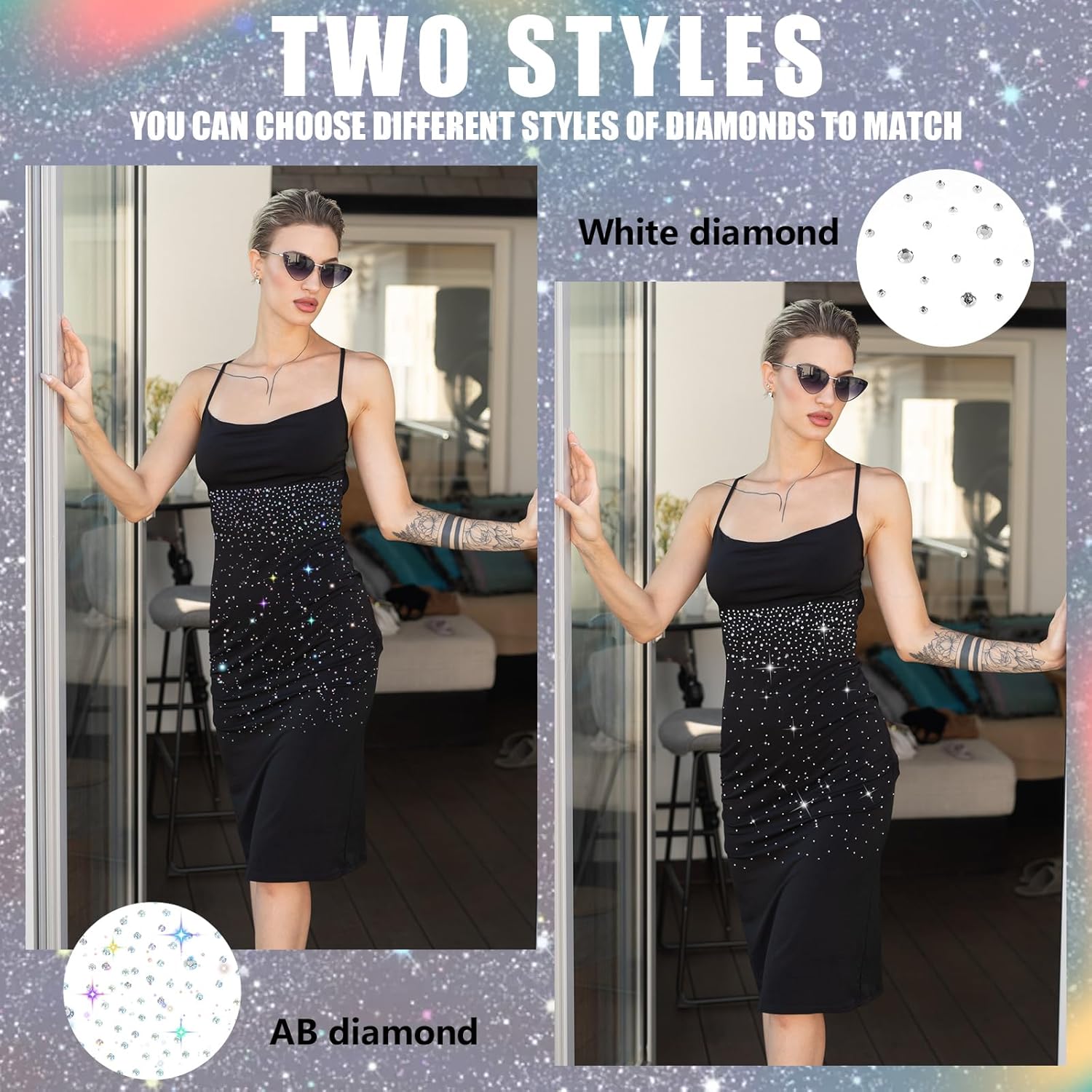 Glenmal 12 Sheet Iron-on Rhinestone Sheets Crystal Transfers Glitter Hotfix Rhinestone Decals Hot Melt Patches for Clothing Craft DIY Decor(Fashion Style) thumbnail