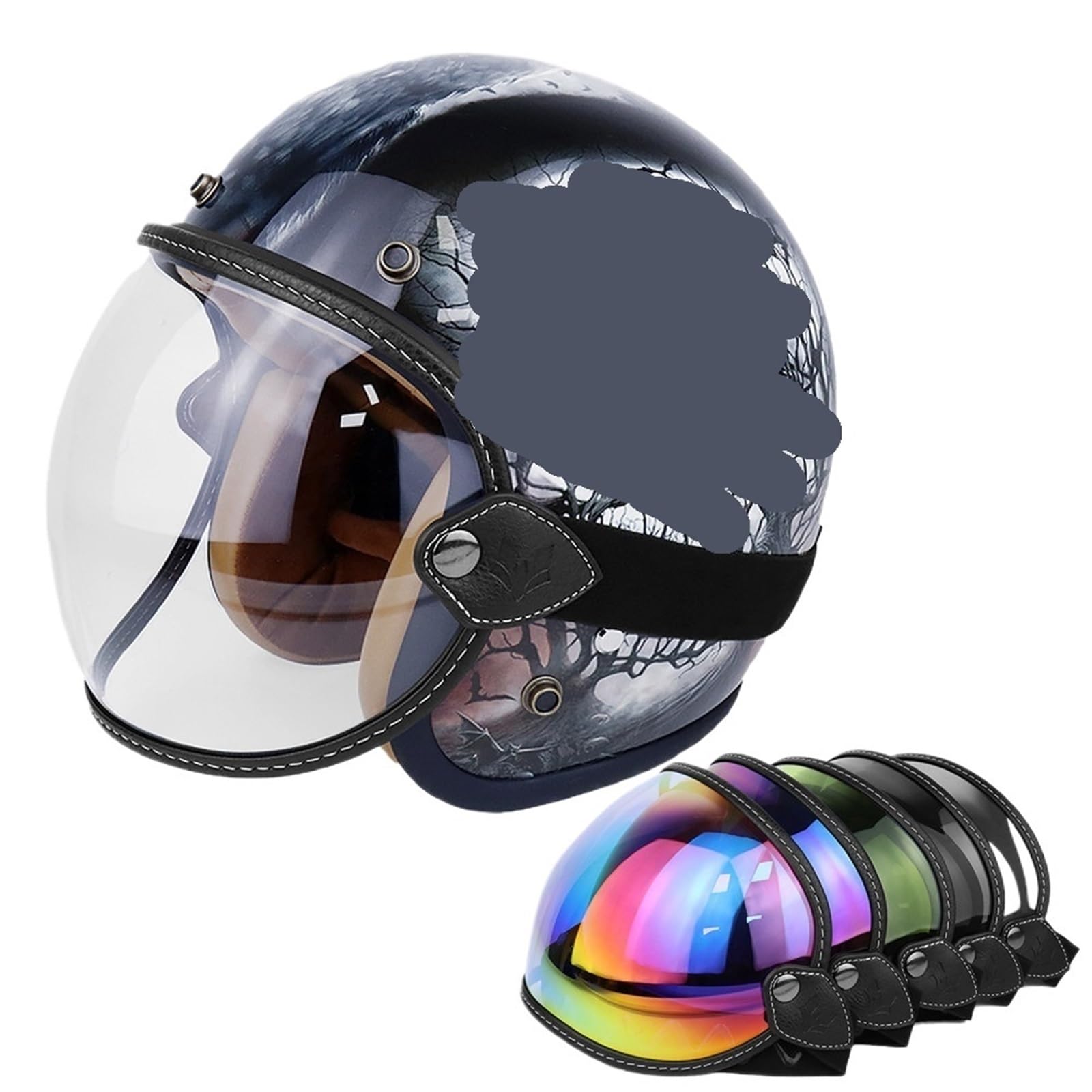 Visera para casco de moto Visera de burbuja con lente abatible, máscara protectora for casco motocicleta retro, equipo for lentes(Color 2)