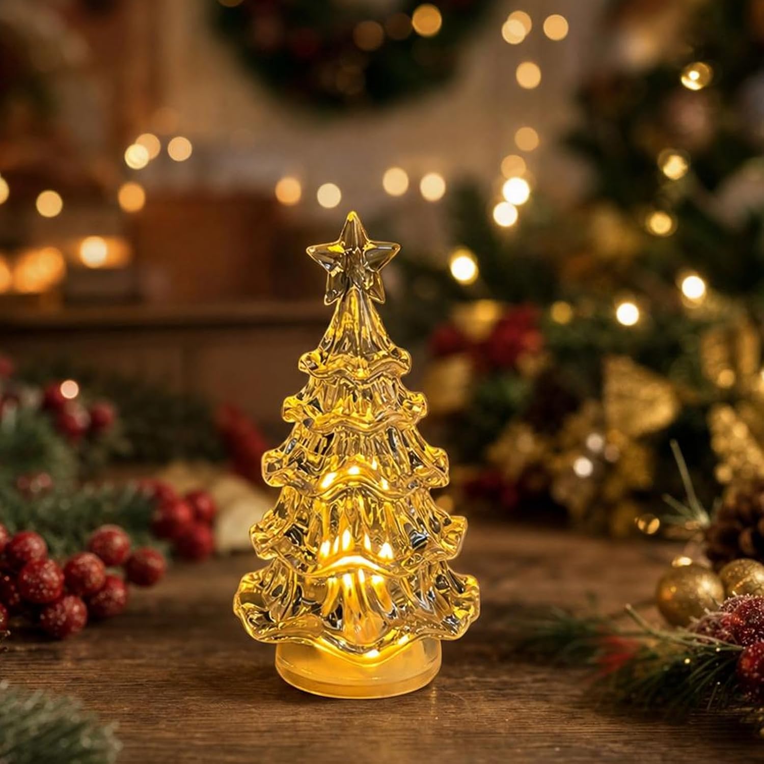 Tree Led Night Light 3D Christmas Tree Shape Night Light, LED Table Lamp (Style F) | Plastic ...