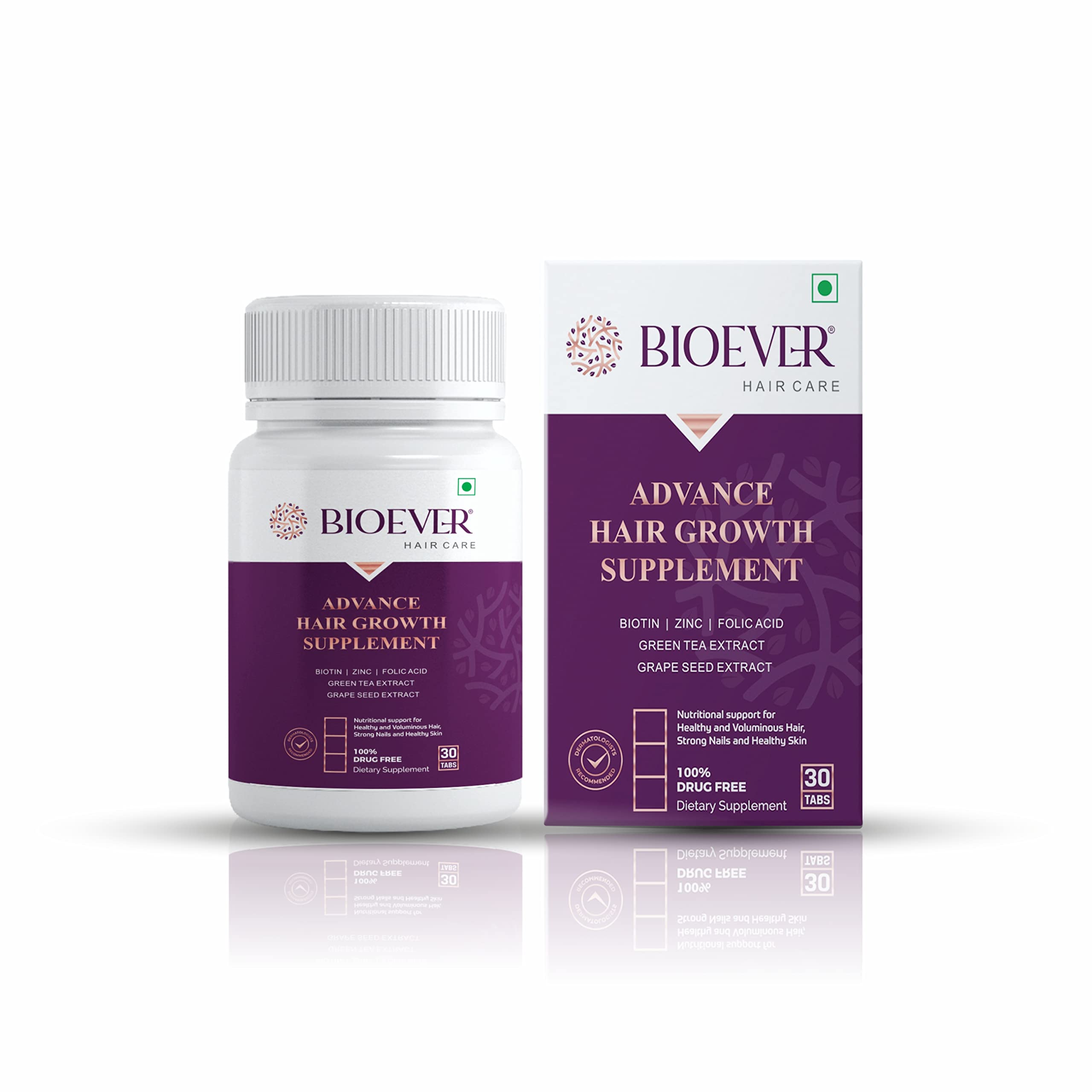 Bioever Advance Hair Growth Supplement — Contains Biotin, Green tea Extract | Grape Seed Extract for Hair Growth, Strong Hair & Nails | For Both Men & Women - (30 Tablets) (B09Z2VN7FB) Amazon Price History, Amazon Price Tracker