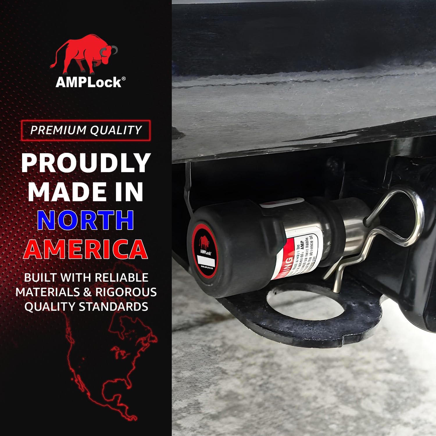AMPLock - U-HLP58318 5/8" Heavy Duty Trailer Hitch Lock Pin - Anti theft, Keyed-Alike, Patented Trailer Hitch Locks Pin with Swivel Design for 2.5"x2.5" & 3"x3" Receiver Tube- Travel RV Towing Locks