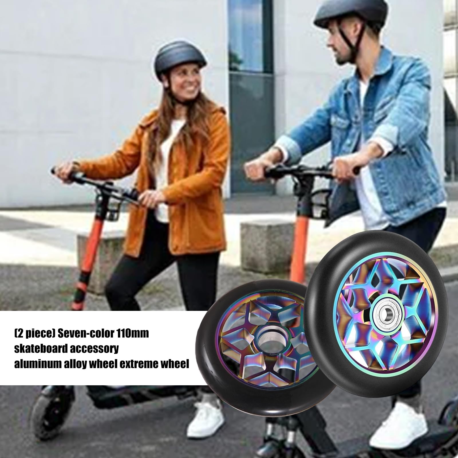 Roues de Remplacement pour Scooters, 2 Lots, avec roulements, en Alliage d ' Aluminium, pour Un Cyclisme agressif, durabilité