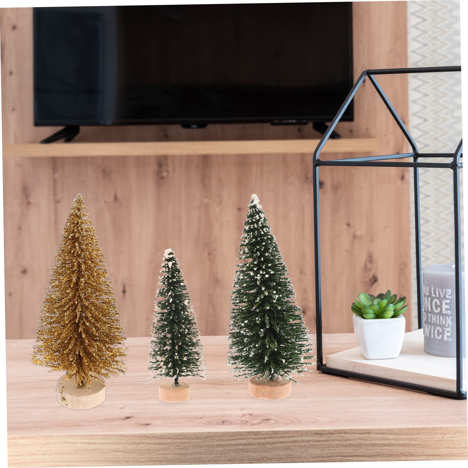 MAGICLULU 5 Set Micro Paesaggio Dell'albero Di Natale Adesivi Per Finestre Natalizie All'aperto Leggero Albero Di Natale in Feltro Per Alberi Decorazioni Seta Sisal Pvc 16 Pezzi * 5