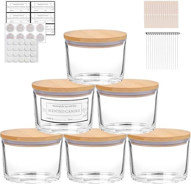 CONNOO 6-Pack 16 oz Candle Jars - 3-Wick Clear Empty Glass Wide Mouth Ca...