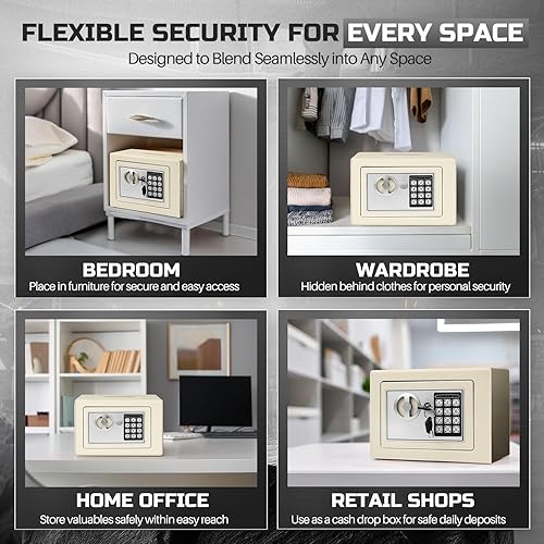 Miniatura 7 de Flexzion Caja fuerte pequeña con ranura para caída, caja electrónica para dinero con cerradura de combinación digital, caja fuerte para efectivo